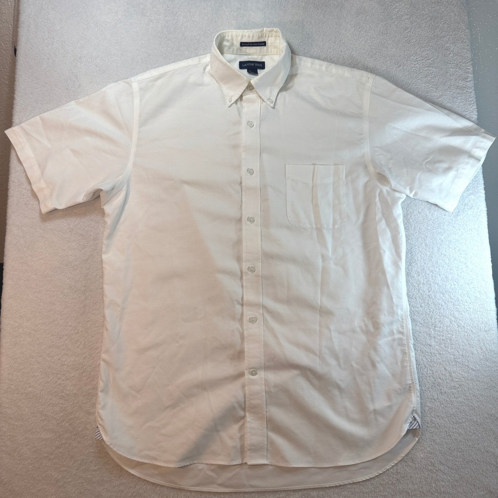Lands End Mens Supima No Iron Oxford Short Sleeve Shirt Pack of 5 White Size 16 - Picture 2 of 13